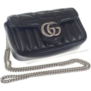 Gucci Vintage, Tweedehands leren schoudertassen Zwart, Dames, Maat:ONE Size