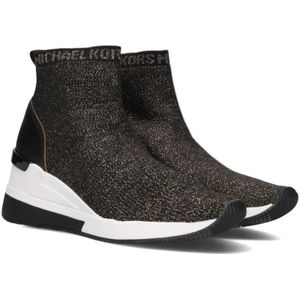 Michael Kors, Schoenen, Dames, Zwart, 39 EU, Leer, Glitter High Top Sneaker Skyler Bootie