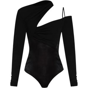 Nensi Dojaka, Asymmetrische bodysuit Zwart, Dames, Maat:M