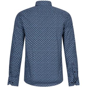 Cavallaro, Overhemden, Heren, Blauw, L, Katoen, Donkerblauw Gedrukt Slim Fit Overhemd