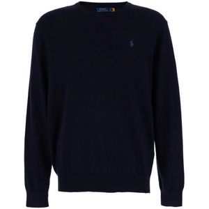 Polo Ralph Lauren, Truien, Heren, Blauw, M, Katoen, Blauwe Crew Neck Sweater Katoen Kasjmier