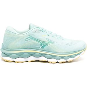 Mizuno, Blauwe Gebreide Sneakers met Geperforeerde Details Blauw, Dames, Maat:37 1/2 EU