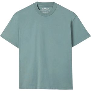 Sunnei, Tops, unisex, Blauw, XL, Katoen, Walvis T-shirt met strijklogo