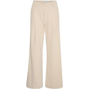 Gestuz, Broeken, Dames, Beige, S, Polyester, Off White Gestreepte Broek met Hoge Taille