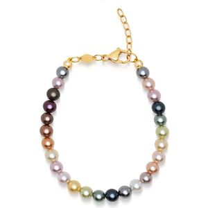 Nialaya, Women's Rainbow Pearl Bracelet Veelkleurig, Dames, Maat:S