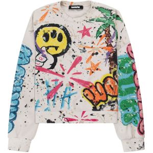 Barrow, Sweatshirts & Hoodies, unisex, Veelkleurig, L, Katoen, Sweatshirt met ronde hals en graffiti print met versleten effect