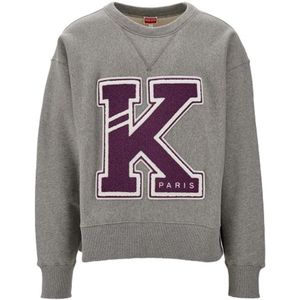 Kenzo, Sweatshirts & Hoodies, Heren, Grijs, L, Katoen, Grijze Katoenen Sweatshirt met Patchdetails