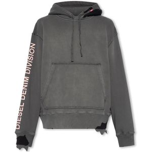 Diesel, Sweatshirts & Hoodies, Heren, Grijs, S, Katoen, ‘S-Macsrot-Hood’ hoodie