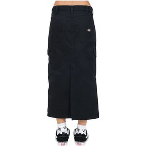 Dickies, Rokken, Dames, Zwart, W28, Katoen, Zwarte Cargo Midi Rok voor Vrouwen