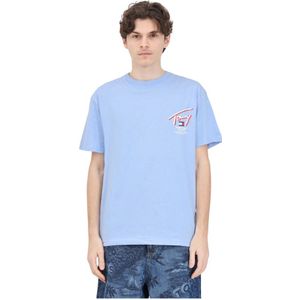 Tommy Jeans, Tops, Heren, Blauw, S, Katoen, Lichtblauw 3D Street Logo T-shirt voor heren