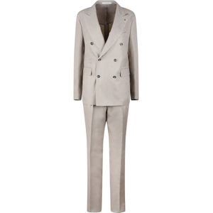 Tagliatore, Single Breasted Suits Beige, Heren, Maat:2XL