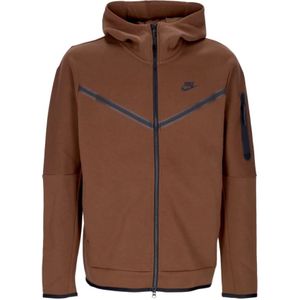 Nike, Lichtgewicht Zip Hoodie Tech Fleece Sportkleding Bruin, Heren, Maat:XS