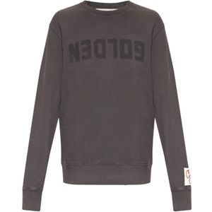 Golden Goose, Sweatshirts & Hoodies, Heren, Grijs, M, Katoen, Trainingshirt met gouden letters