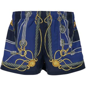Versace, Nautische Print Shorts Blauw, Heren, Maat:XL