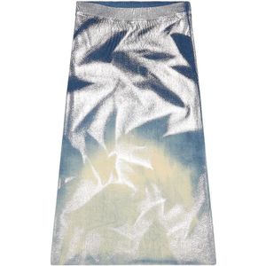 Diesel, Knit pencil skirt with metallic effects Blauw, Dames, Maat:XS