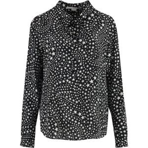 Stella McCartney, Blouses & Shirts, Dames, Zwart, S, Zijden shirt met mandarijnkraag