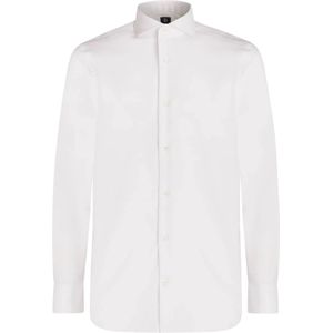 Boggi Milano, Overhemden, Heren, Wit, XS, Katoen, Witte slim fit katoenen pin point overhemd