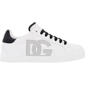 Dolce & Gabbana, Schoenen, Heren, Wit, 42 1/2 EU, Leer, Witte lage sneakers van leer met veters