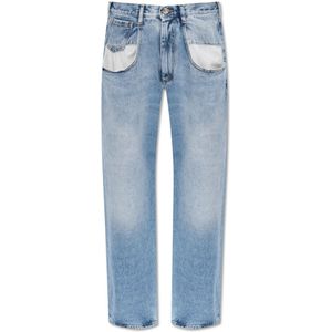 Maison Margiela, Jeans, Dames, Blauw, L, Katoen, Jeans met rechte pijpen