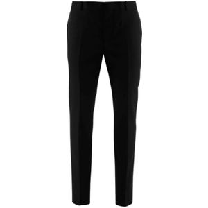 Alexander McQueen, Broeken, Heren, Zwart, M, Wol, Zwarte Mohair Wol Slim Cigarette Broek