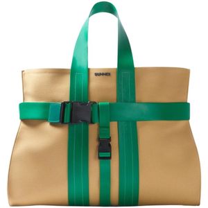 Sunnei, Canvas Messenger Tas met Groene Handvatten Veelkleurig, Heren, Maat:ONE Size