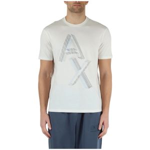 Armani Exchange, Regular Fit Pima Katoenen T-Shirt Wit, Heren, Maat:L