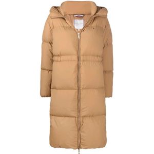 Tommy Hilfiger, Bruine Maxi Puffer Jas Bruin, Dames, Maat:S