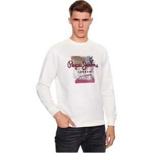 Pepe Jeans, Sweatshirts & Hoodies, Heren, Wit, M, Sweatshirt Melbourne Sweat Hoodie