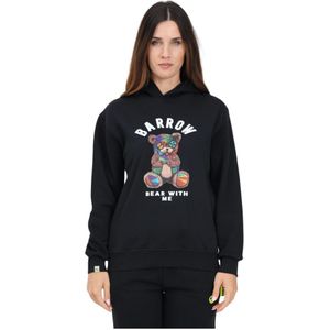 Barrow, Sweatshirts & Hoodies, Dames, Zwart, S, Katoen, Zwarte Hoodie met Teddy Print