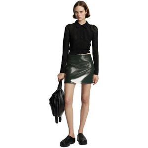 Proenza Schouler, Rokken, Dames, Groen, S, Polyester, Glanzende Effect Minirok