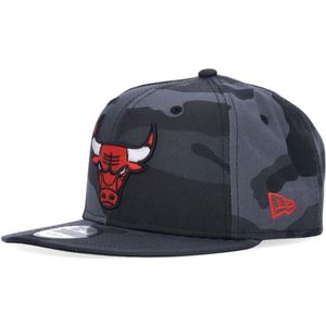 New Era, Accessoires, Heren, Zwart, M, Katoen, Chicago Bulls Camo Platte Klep Pet