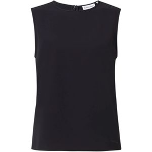 Calvin Klein, Zwarte Structure Twill Tank voor vrouwen Zwart, Dames, Maat:S