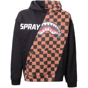 Sprayground, Sweatshirts & Hoodies, Heren, Bruin, M, Katoen, Grijze Katoenen Hoodie met Logoprint