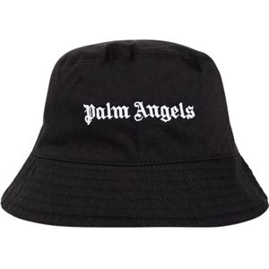 Palm Angels, Bucket hat with logo Zwart, unisex, Maat:S
