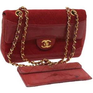 Chanel Vintage, Pre-owned, Dames, Rood, ONE Size, Pre-owned Cotton shoulder-bags