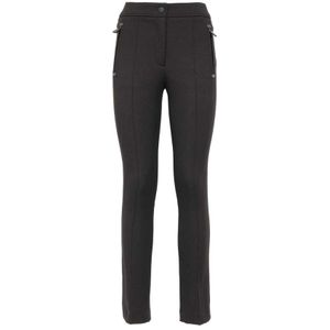 Moncler, Broeken, Dames, Zwart, S, Elastische Bush Broek met Logo Patch