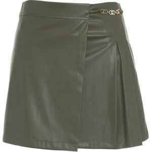 Liu Jo, Rokken, Dames, Groen, S, Leer, Glitter Mini Geplooide Imitatie Leren Rok