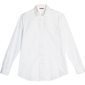 Barena Venezia, Overhemden, Heren, Wit, L, Katoen, Witte Surian Shirt met Geknoopte Voorkant en Afgeronde Zoom