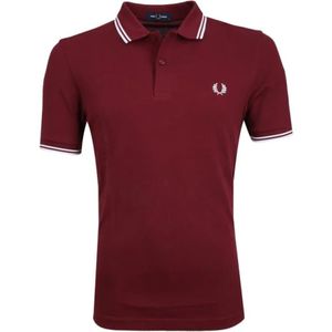 Fred Perry, Tops, Heren, Bruin, L, Katoen, Piqué Polo Dubbele Streep Moderne Pasvorm