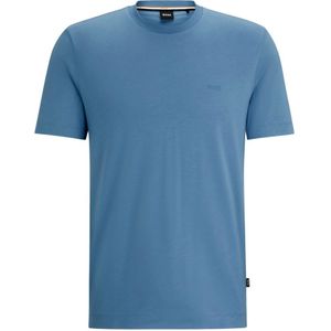 Hugo Boss, Thompson 01 Blauw Katoen Logo T-shirt Blauw, Heren, Maat:S