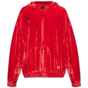 Balenciaga, Sweatshirts & Hoodies, Heren, Rood, S, Velours hoodie