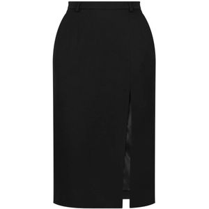 Dolce & Gabbana, Rokken, Dames, Zwart, M, Wol, Zwarte Wol Zijden Rok Zijdelingse Split