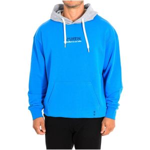 La Martina, Sweatshirts & Hoodies, Heren, Blauw, XL, Katoen, Hoodie in wit-grijs