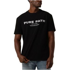 Pure Path, Tops, Heren, Zwart, M, Katoen, Heren Polo & T-shirt met Front Print