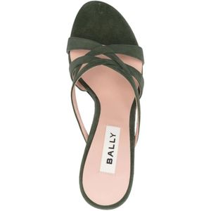 Bally, Schoenen, Dames, Groen, 36 EU, Suède, Groene Kalfssuède Hoge Hak Sandalen