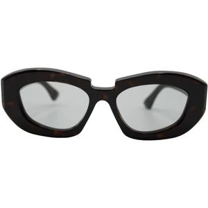 Kuboraum, Havana Tortoise Grijze Lens Zonnebril Bruin, Dames, Maat:ONE Size