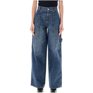 Stella McCartney, Donkerblauwe Vintage Cargo Denim Jeans Blauw, Dames, Maat:W27