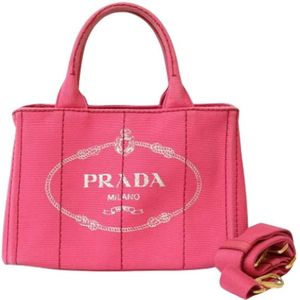 Prada Vintage, Pre-owned, Dames, Roze, ONE Size, Pre-owned Canvas prada-bags