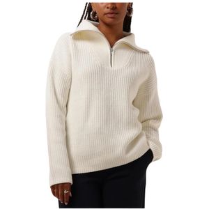 Selected Femme, Truien, Dames, Beige, L, Off White Knit Half Zip Sweater