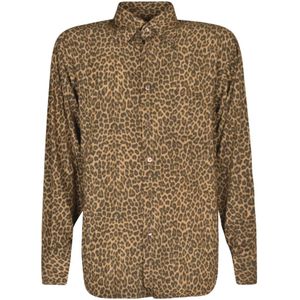 Tom Ford, Overhemden, Heren, Veelkleurig, L, Luipaardprint Shirt Aw 22